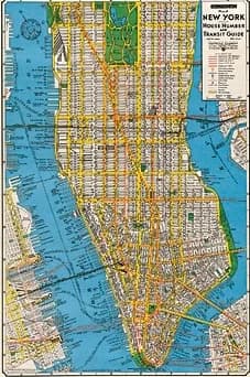 Vintage map of Manhattan